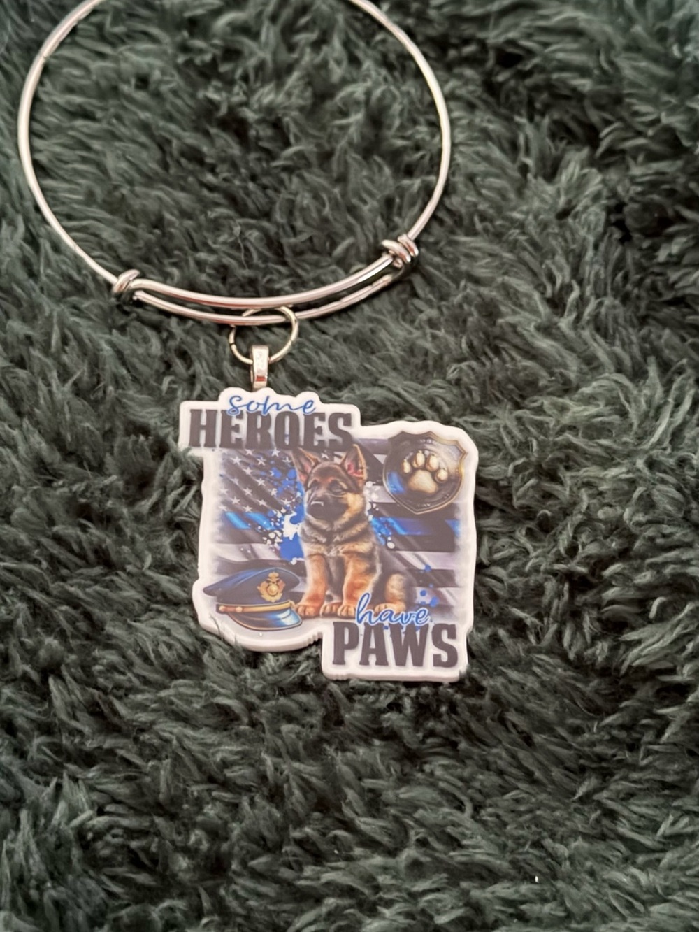 "Some Heroes Have Paws" Blue and Black Pet bracelet
